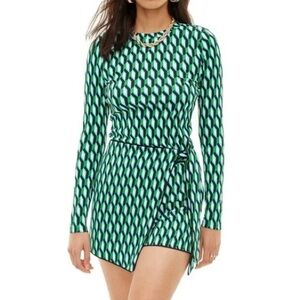 DVF Arrow Geo Green Long Sleeve Top